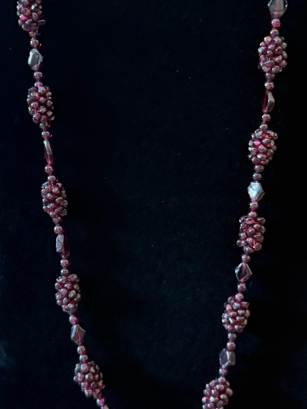 Clustered Berry Bead Necklace in Burgundy - Women Jewelry